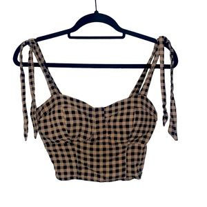 Rabbit Rose Crop Plaid Top